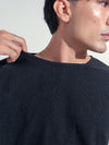 Oversized Three Quarter Texture Black 0012