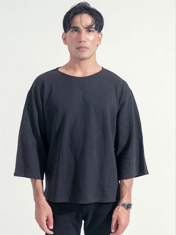 Oversized Three Quarter Texture Black 0012